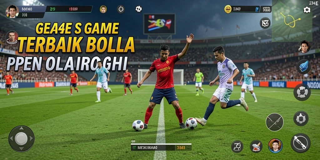 Tampilan gameplay seru dari 234E dengan aksi sepak bola nyata.