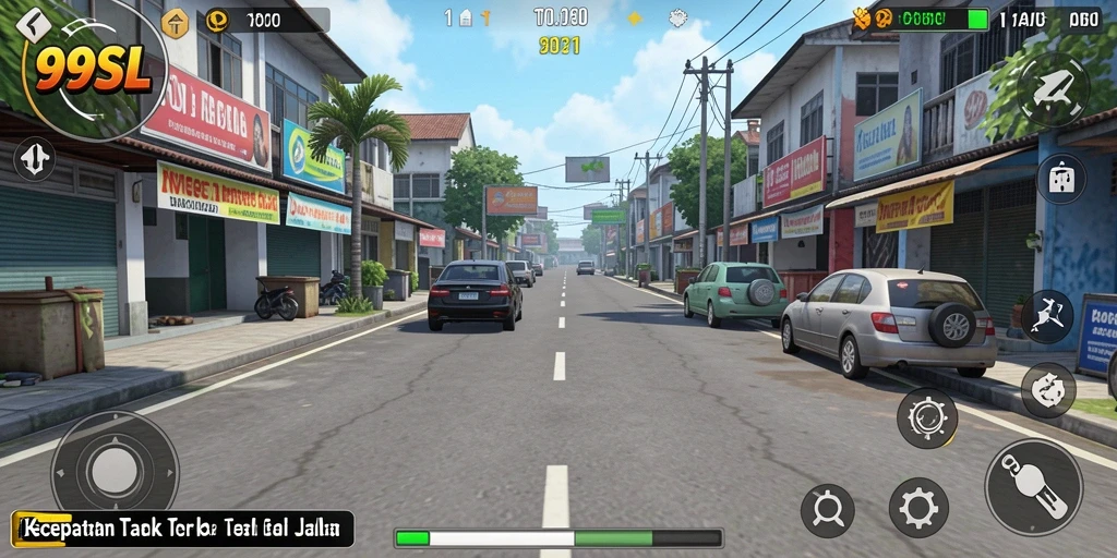 Tangkapan layar gameplay 99SL menampilkan aksi balap intens di lintasan.
