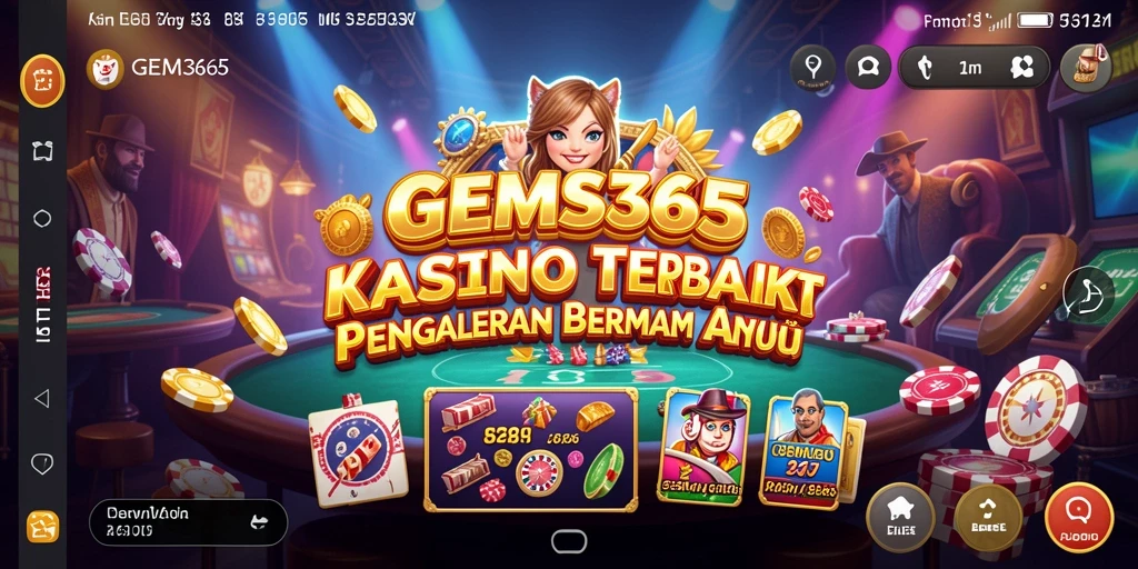 Screenshot utama GEMS365 menampilkan gameplay kasino yang seru dan interaktif.