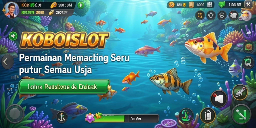 Tampilan gameplay KOBOISLOT yang penuh warna dan menarik dari momen memancing.