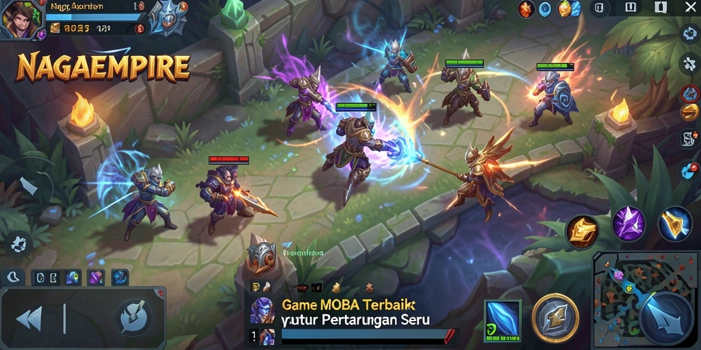 Tampilan aksi seru dalam permainan MOBA NAGAEMPIRE.