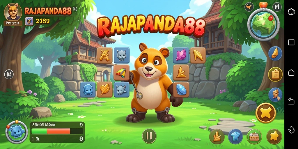 Tampilan gameplay seru dari RAJAPANDA88 dalam menyelesaikan berbagai Puzzle.