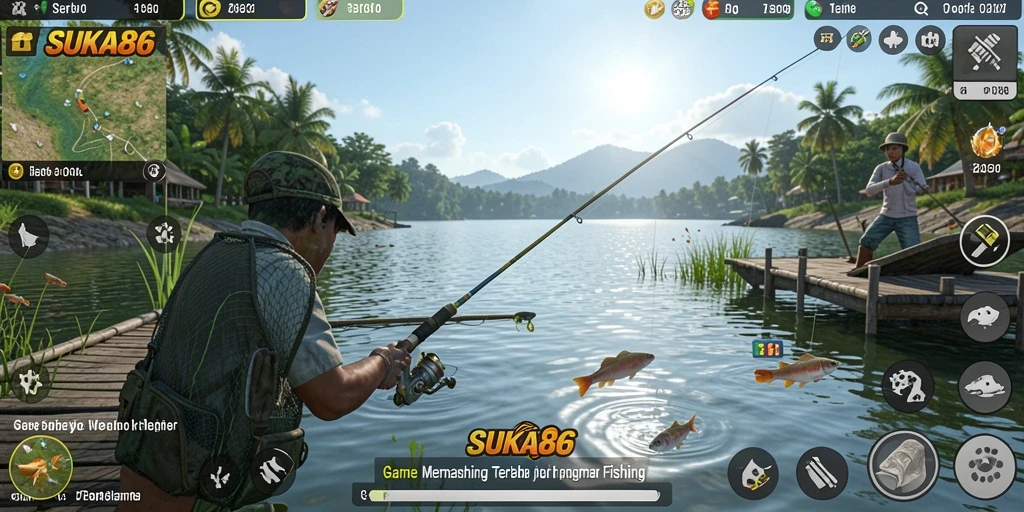 Screenshot gameplay <strong>SUKA86</strong> menampilkan aksi menangkap ikan yang seru dan menantang.